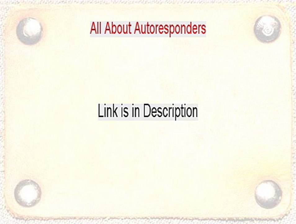 All About Autoresponders Review - Watch my Review (2015)