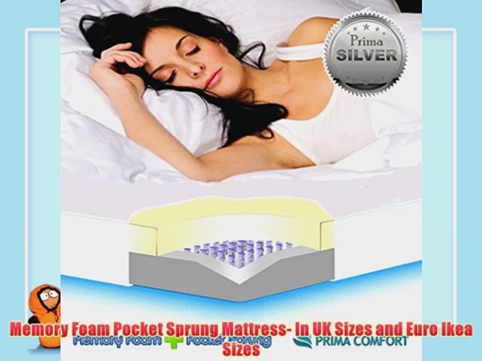 Prima 1000 Pocket Sprung Memory Foam Mattress Plus FREE Quilted Coolmax? Cover- Ikea Euro Sizes