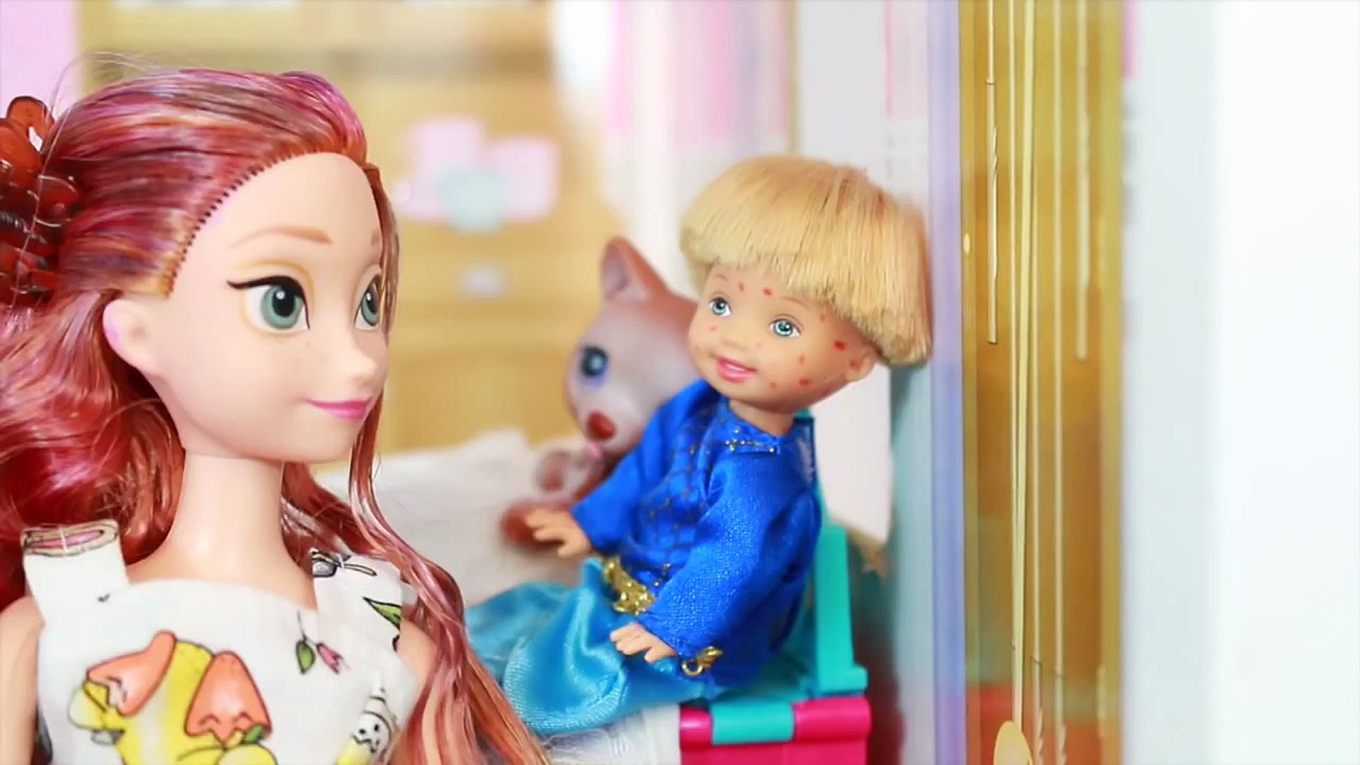Frozen Movie Series Disney Princess Anna's Kids Toby Chicken Pox Part 1-3 Barbie Video Compilat