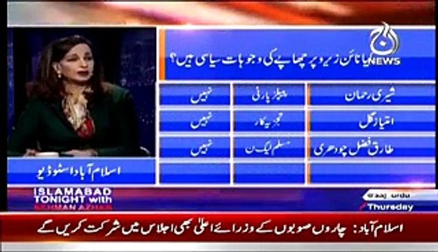 Islamabad Tonight With Rehman Azhar (Kiya Senate Apni Zimedari Ada Kr Sake Gi.. ) – 12th March 2015