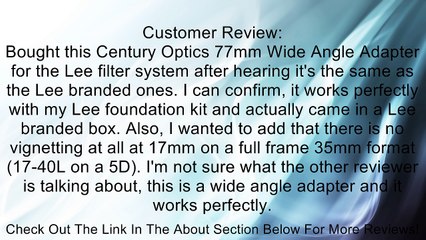 Century 72mm Lee Wide Angle Adapter Ring Review