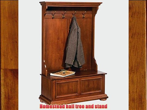Home Styles 5527-49 Homestead Hall Tree and Storage Bench Distressed Warm Oak Finish