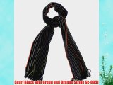 Scarf Black with Green and Orange Stripe Sc-0051
