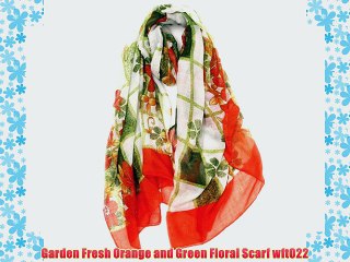 Garden Fresh Orange and Green Floral Scarf wft022