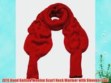ZLYC Hand Knitted Woolen Scarf Neck Warmer with Sleeves (red)