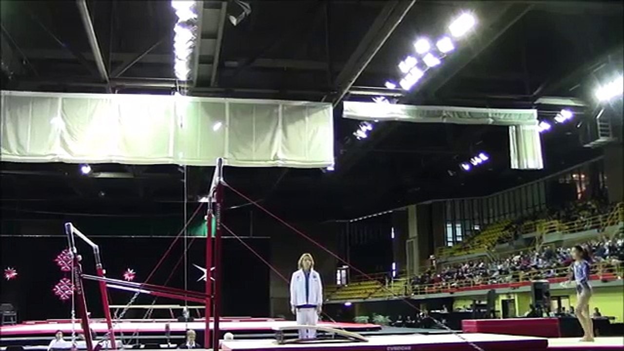 Superhero Coach Catch A Gymnast  Before An Epic Faceplant Sara Berardinelli ITA - UB - Finals - L'International Gymnix 2015