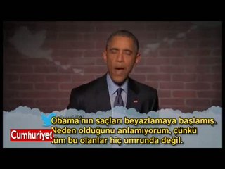 Obama, kendisine yazılan tweet'leri ekran başında okudu