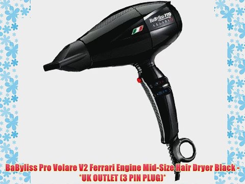 BaByliss Pro Volare V2 Ferrari Engine Mid-Size Hair Dryer Black - *UK OUTLET (3 PIN PLUG)*