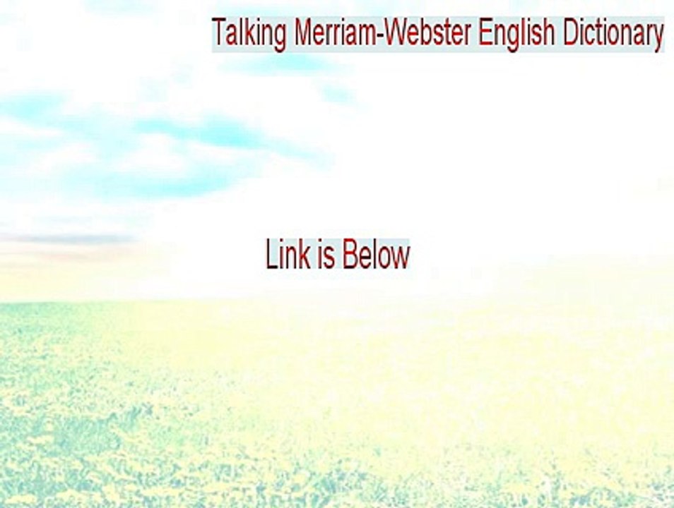 Talking Merriam-Webster English Dictionary Serial (Legit Download 2015)