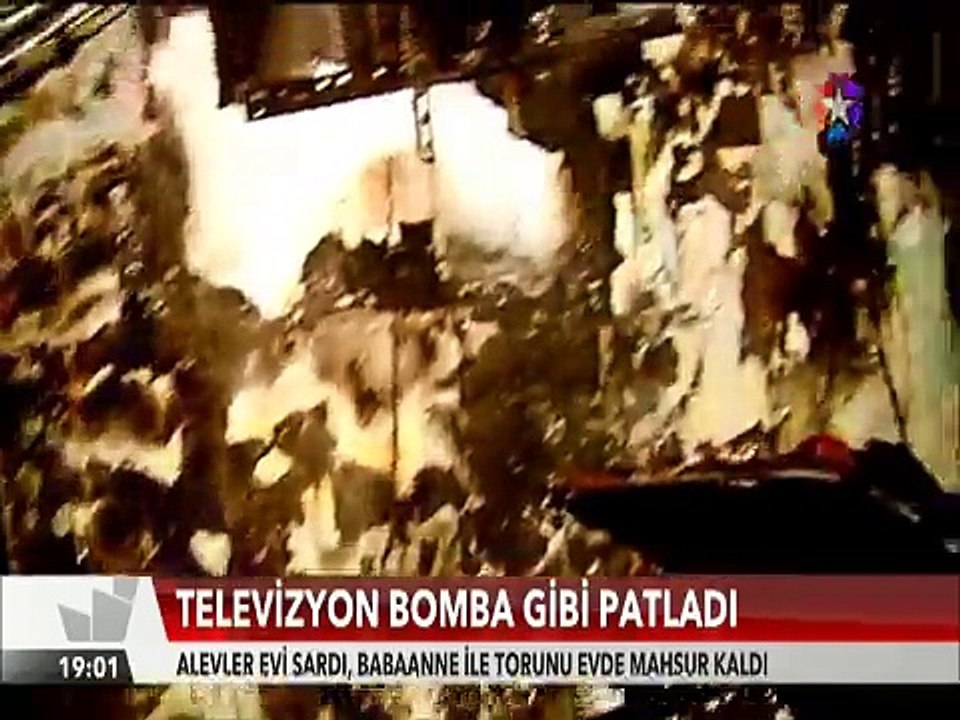 Plazma Televizyon bomba gibi patladı yürüyemeyen kadın evden çarşafla çıkarıldı