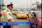 Carril exclusivo para taxistas en Terminal Terrestre de Guayaquil