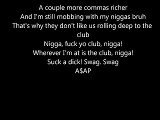 ASAP Rocky Thuggin' Noise Lyrics On Screen ( ASAP MOB )