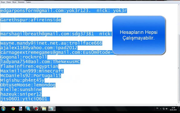 Minecraft Bedava Premium Hesaplar Listesi [2015] PART 1