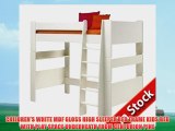 CHILDREN'S WHITE MDF GLOSS HIGH SLEEPER BED FRAME KIDS BED WITH PLAY SPACE UNDERNEATH FROM
