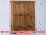FRENCH RUSTIC SOLID OAK LARGE TRIPLE WARDROBE WITH DRAWERS BEDROOM FURNITURE