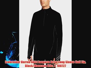 Icebreaker Herren Shirt langarm Drive Long Sleeve Half Zip Black/Monsoon Hthr L 100727