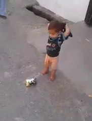 Baby Use Shoes For Open A Chips Packet