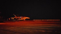 US F-18 Fighters Landing & Taking Off from Aircraft Carrier During Night