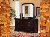 Roundhill Furniture Isola Louis Philippe Style Fully Assembled Wood Dresser and Mirror Cherry