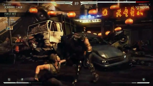 Mortal Kombat X - Johnny Cage Gameplay vs Scorpion & Sub Zero