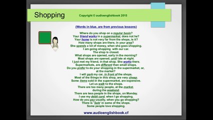 English lesson about shopping. Speak English better. Spoken English.