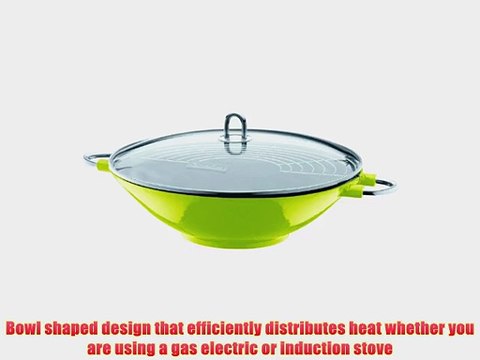 Bodum Chambord Enameled Cast Iron Wok With Glass Lid Lime Green