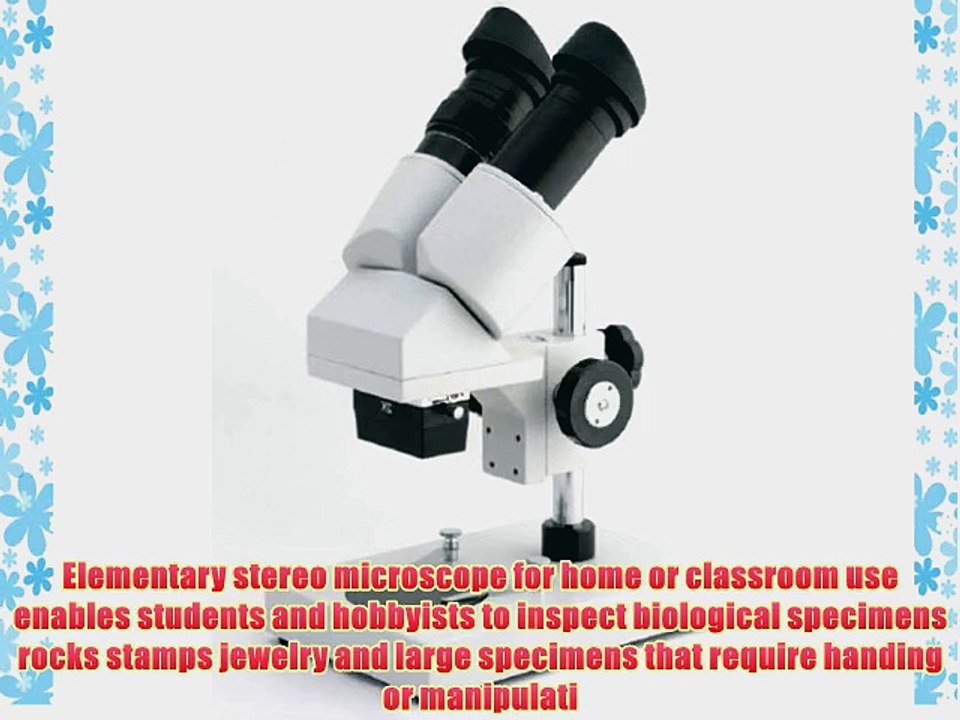 AmScope SE204-PZ Portable Binocular Stereo Microscope WF10x and WF20x Eyepieces 20X and 40X