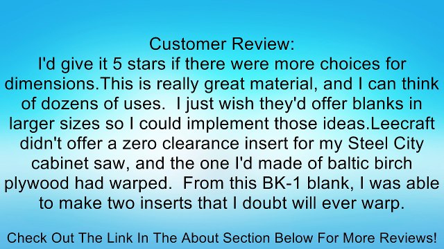 Leecraft BK-1 Blank Phenolic Sheet Review