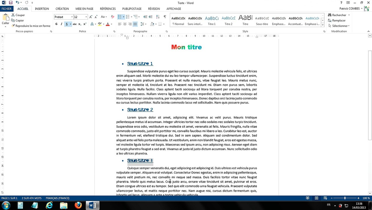 Tuto - Word 2013 - Reproduire et supprimer rapidement une mise en forme