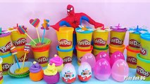 Peppa pig Cupcake Play doh Kinder surprise eggs Spiderman Barbie Toys