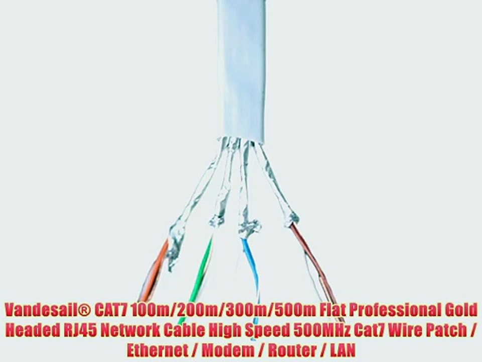 Vandesail? CAT7 100m/200m/300m/500m Flat Professional Gold Headed RJ45 Network Cable High Speed