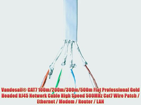 Vandesail? CAT7 100m/200m/300m/500m Flat Professional Gold Headed RJ45 Network Cable High Speed