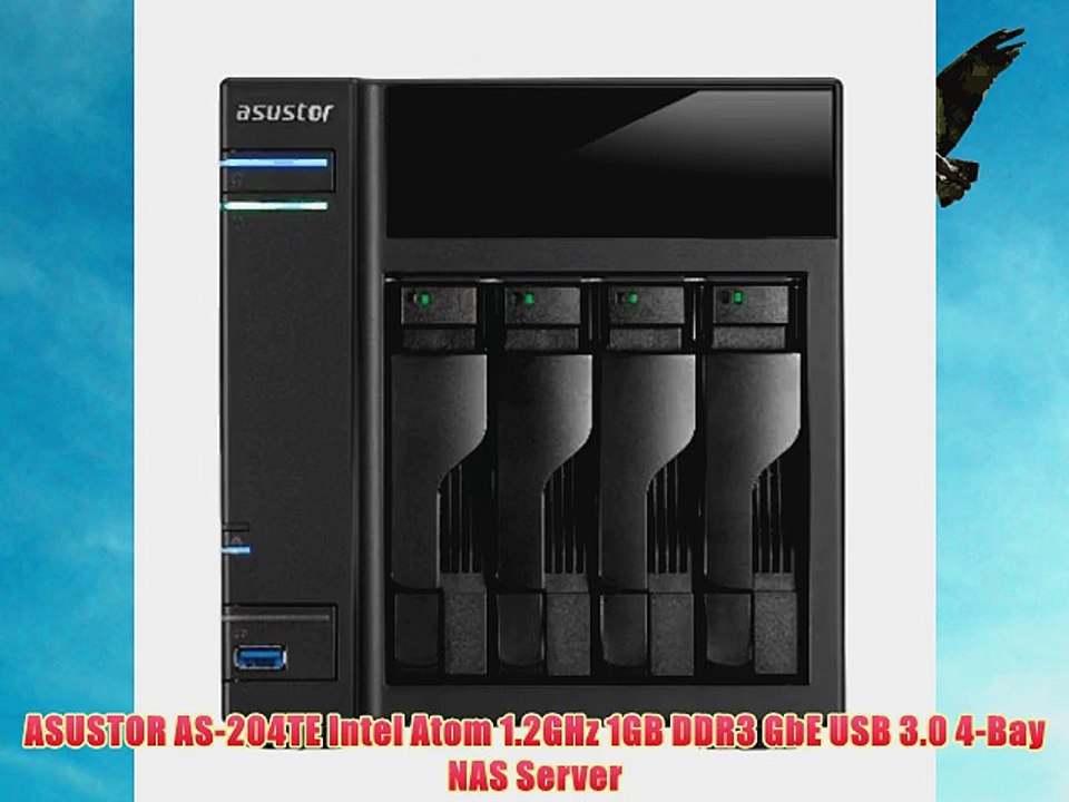 ASUSTOR AS-204TE Intel Atom 1.2GHz 1GB DDR3 GbE USB 3.0 4-Bay NAS Server