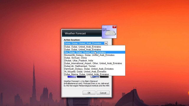 Weather Forecast Windows 7 Desktop Gadget