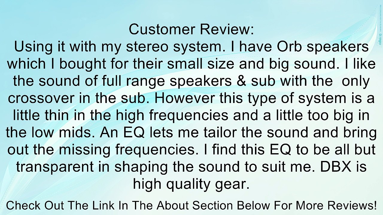 DBX 215 Dual 15 Band Graphic Equalizer Review