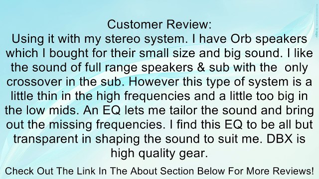 DBX 215 Dual 15 Band Graphic Equalizer Review