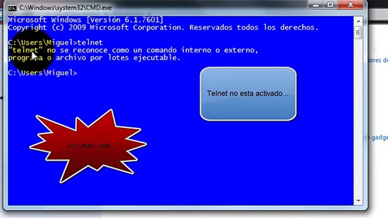Activar telnet en windows 7