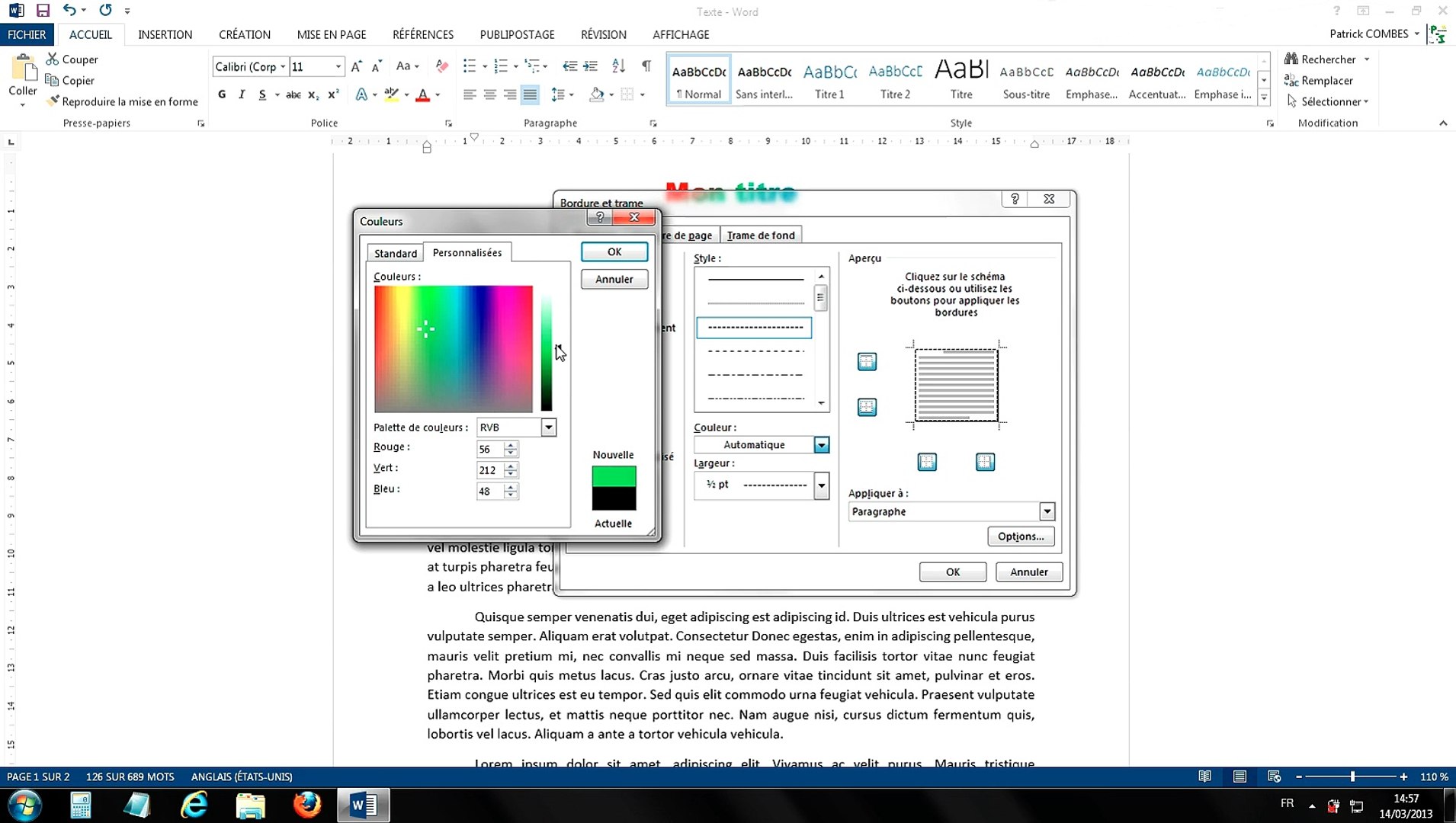 comment créer un encadré dans word