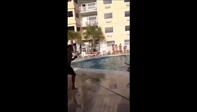 Funny Videos - Three Girls Challenge Guys To Jump Over Them And Into Pool