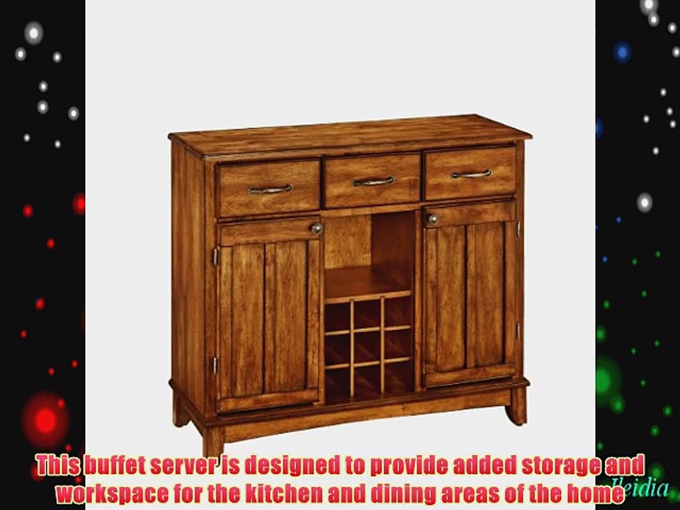Home Styles 5100-0066 Buffet of Buffets Cottage Oak Wood Top Buffet Server Cottage Oak Finish