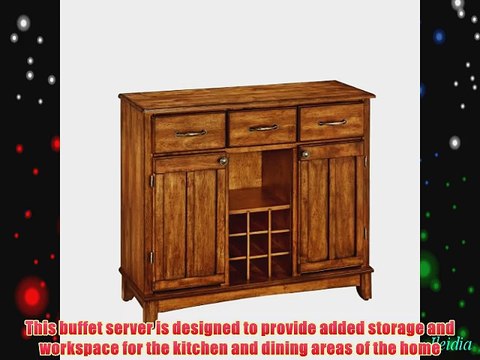 Home Styles 5100-0066 Buffet of Buffets Cottage Oak Wood Top Buffet Server Cottage Oak Finish