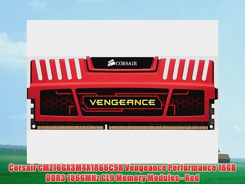 Corsair CMZ16GX3M4X1866C9R Vengeance Performance 16GB DDR3 1866MHz CL9 Memory Modules - Red