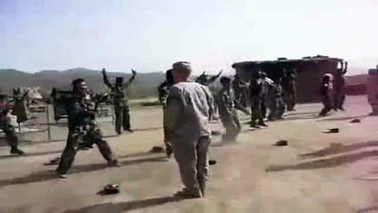 Tje Afghan army dancing during traing
