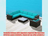 Luxxella Outdoor Patio Wicker DUXBURY Turquoise Sofa Sectional Furniture 8pc All Weather Couch