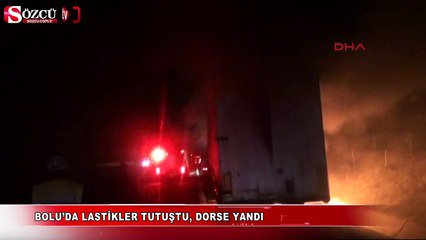 Bolu’da lastikler tutuştu, dorse yandı