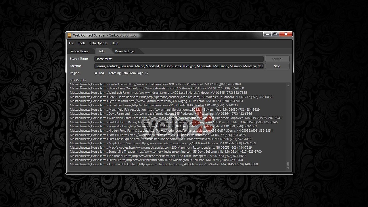 Export Yellow Pages and Yelp Business Information in Bulk FAST! (Web Contact Scraper)