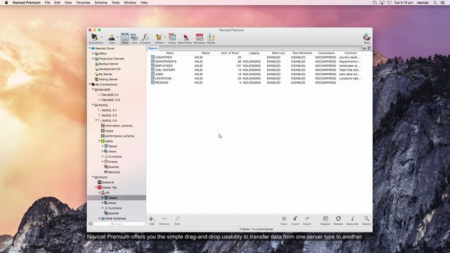 How to transfer data across different server types in Navicat All-In-One database management tool? (Mac)