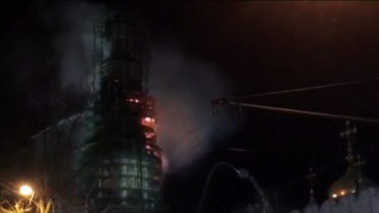 Incendie sur la tour d'un célèbre monastère à Moscou