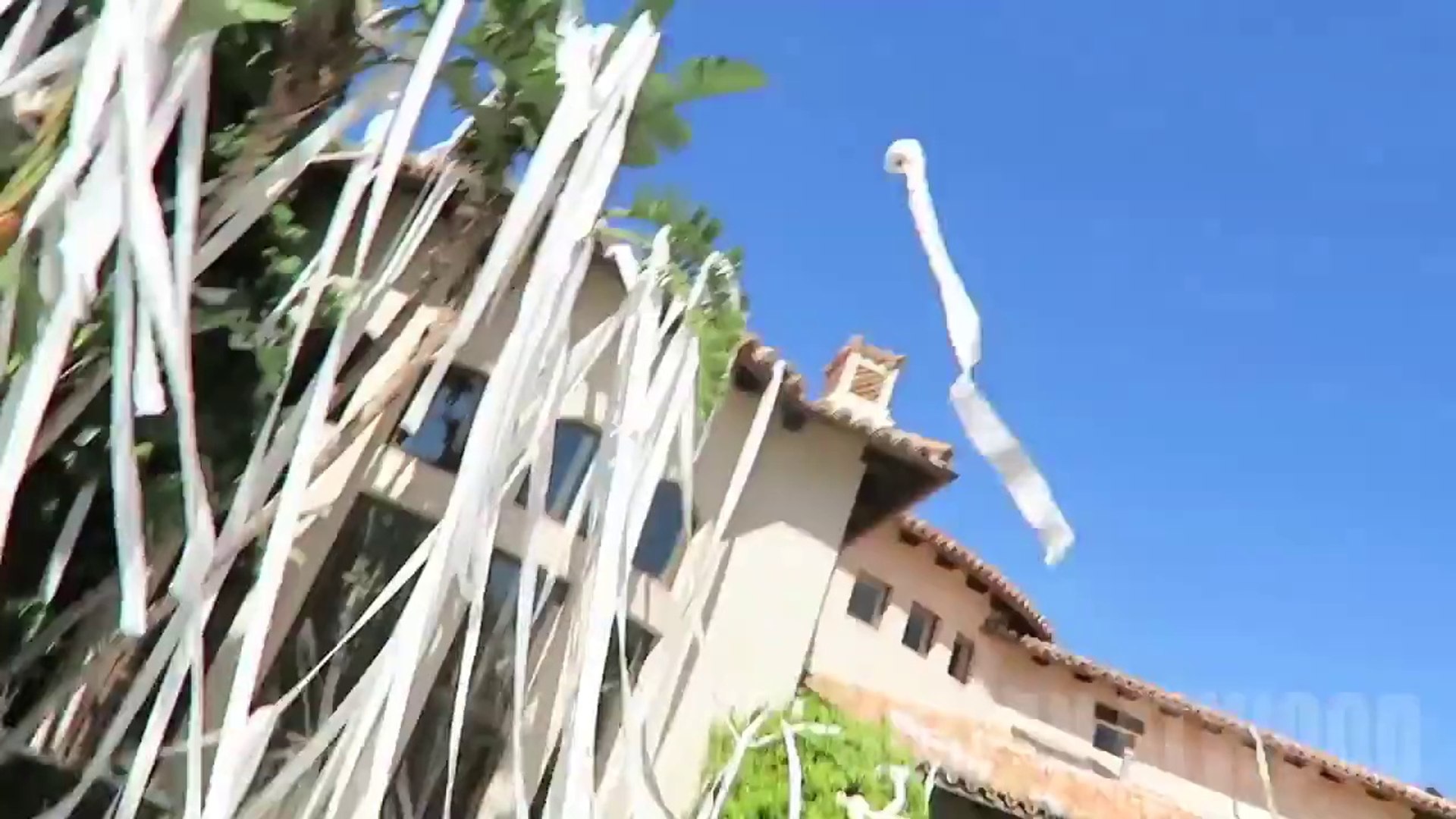 Couvrir une maison de milliers de rouleaux de papier toilette - Vidéo  Dailymotion
