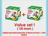 Fujifilm Instax Mini Instant Film 10 Sheets of 5 Pack ? 2 (100 Sheets)